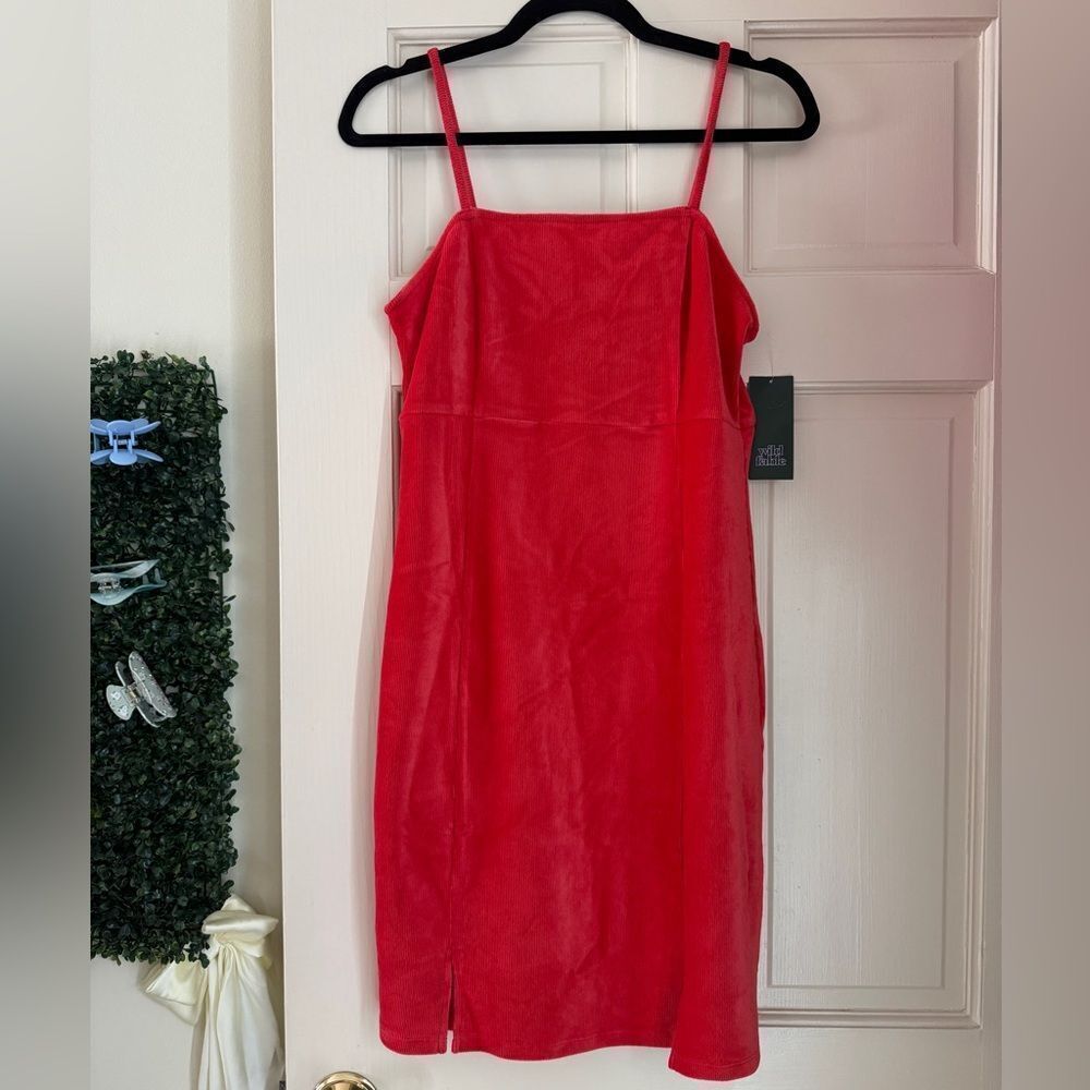 Women’s Wild Fable Velvet Ribbed Mini Dress L NWT